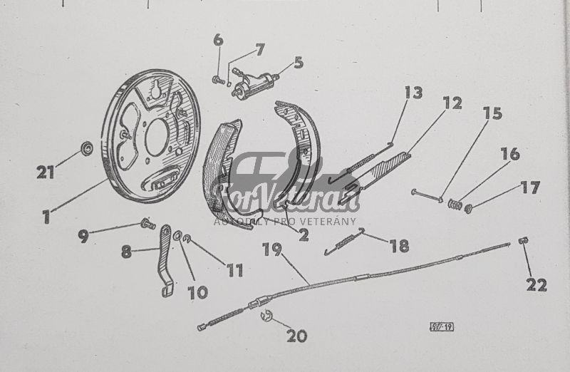 Sada pružinek k uchycení brzdových čelistí ŠKODA 1000MB, 100, 110R, 105, 120, 130 ; 110336021, 113336021